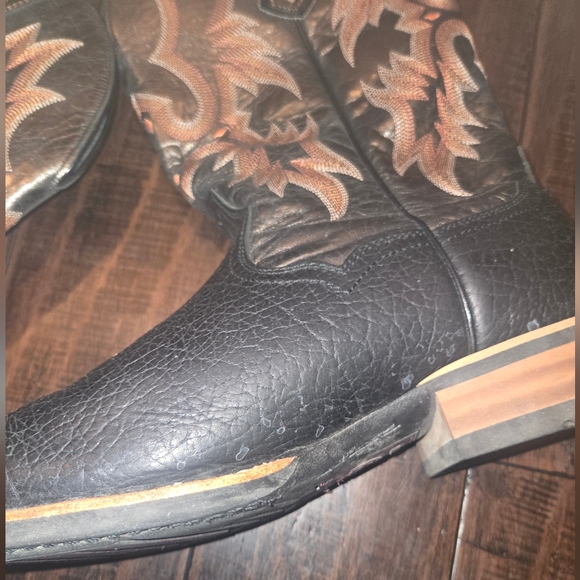 Ariat Black Leather Tombstone Western Cowboy Boots with Embroidered Design 10.5 - Picture 13 of 15
